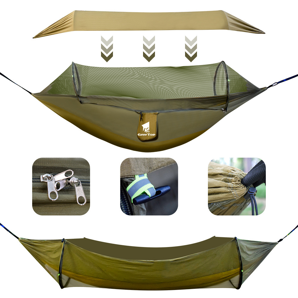 portable nylon parachute camping outdoors double sleeping tree hammock with mosquito net and tarp