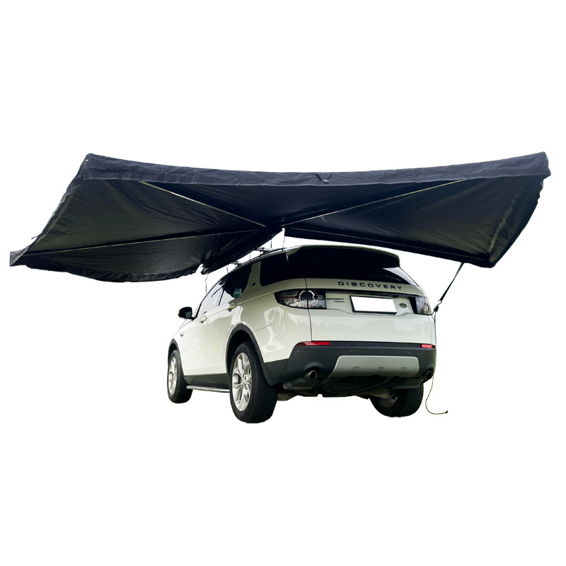 Hot Sale 270 Degree Manual Open Roof Umbrella Tent with Aluminium Alloy 2.5m Car Side Awning With LED Light