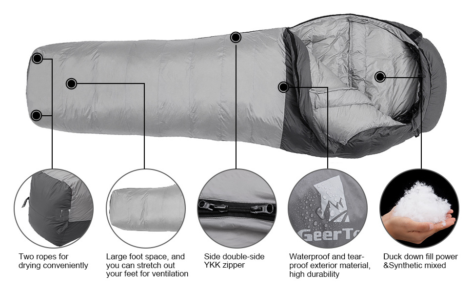 Hot Sale Winter Waterproof Outdoor Camping Hammock Mummy Down Large Sleeping Bag