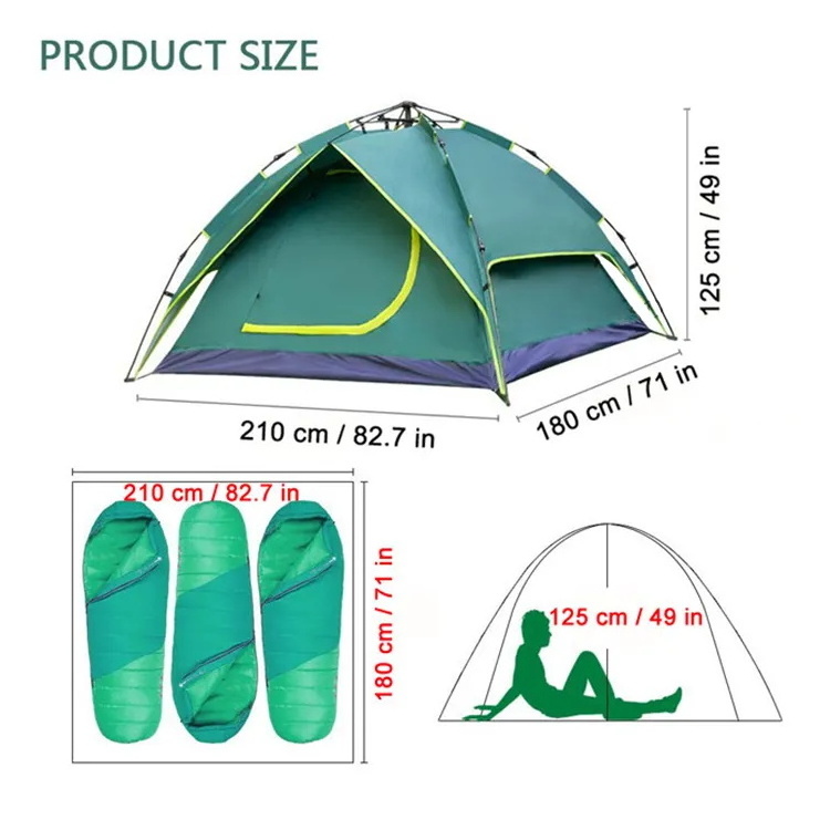 Ultralight Fully Automatic Double Layer Spring 3-4 People Outdoor Beach Leisure Picnic Camping Glamping Tents