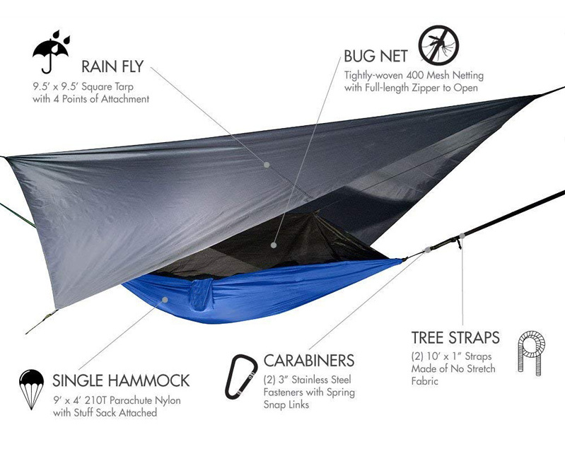 Outdoor Waterproof Sunshade Hammock With Mosquito Net And Rain Fly