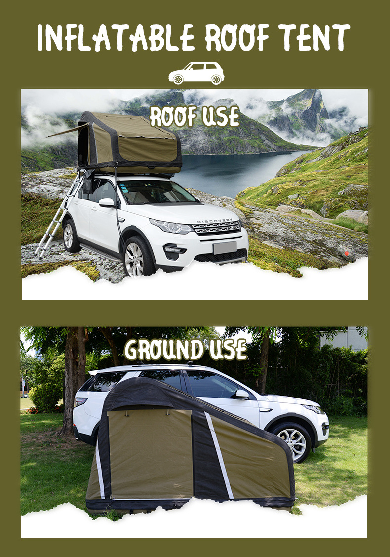 2-3 Person Portable Travel Outdoor Car Roof Top Tent Inflatable Camping Tent