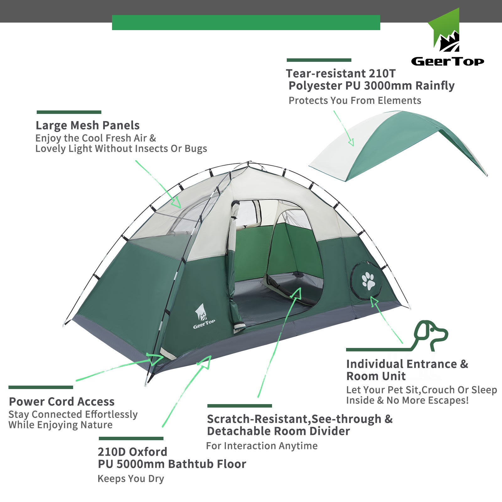 Camping Tent 2 Person 1-2pet High Quality Wholesale Portable Foldable Automatic Pop up glamping Tent