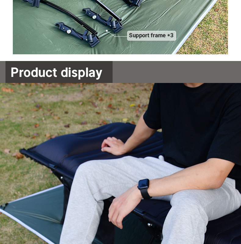 Outdoor Portable Travel Aluminum Adjustable Height Sleeping Cot Inflatable Folding Camping Bed Cot