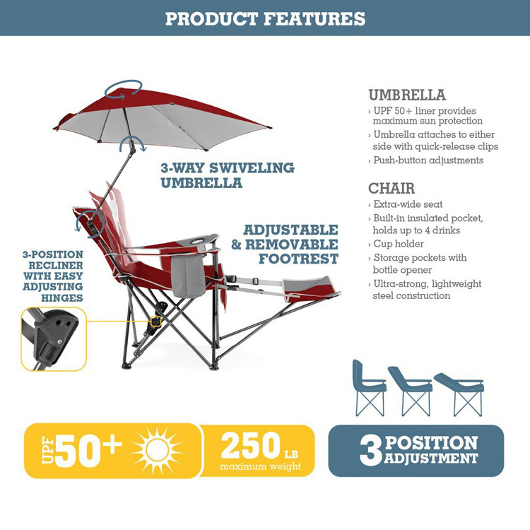 Heavy Duty Cheap Folding Camping Chair With Canopy Footrest