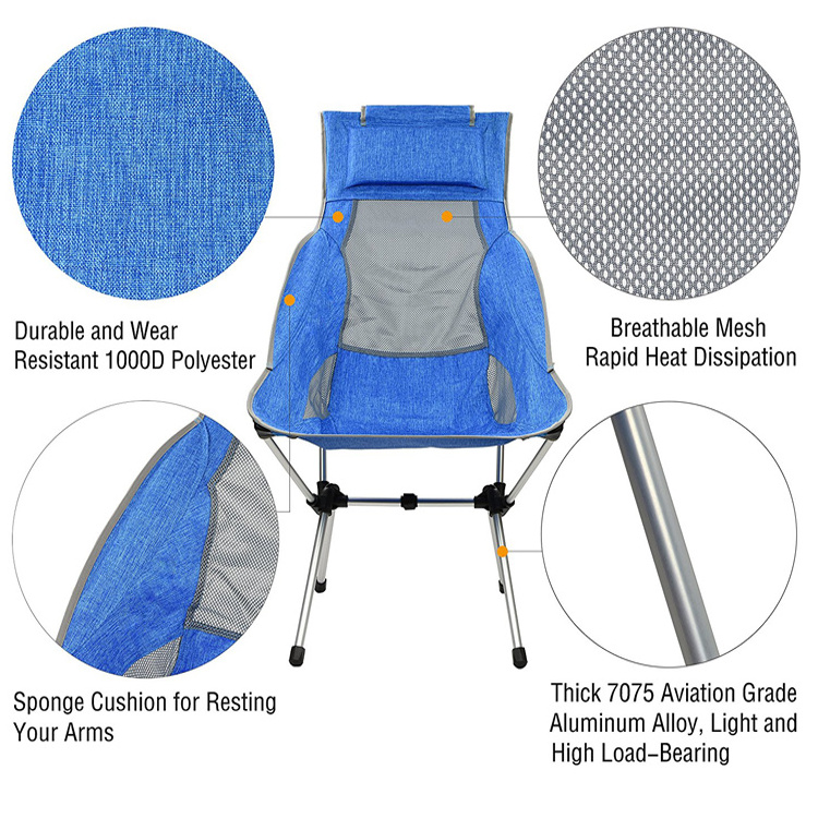 Lightweight Folding High Back Camping Chair with Headrest