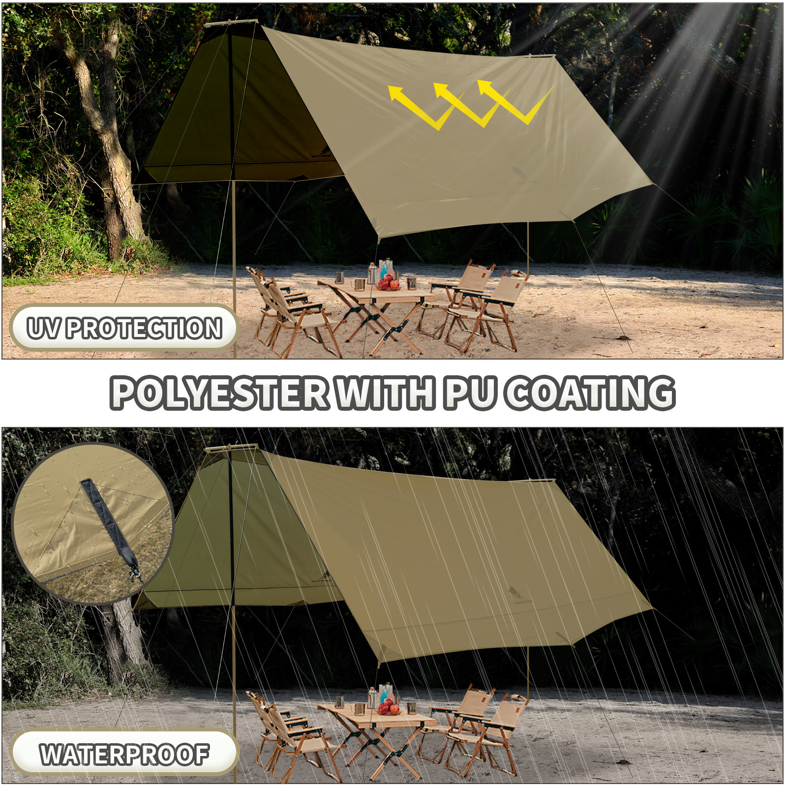 Maple Shape Outdoor Camping Folding Pergola Rain-Proof and UV-Proof Canopy Tent