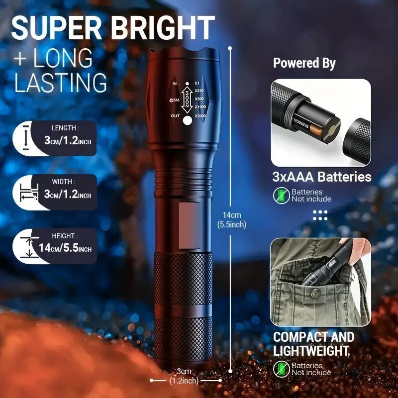 Strong Light Flashlight LED Aluminum Alloy Mini Waterproof Strong Light Portable Outdoor Flashlight Camping