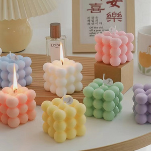 High Quality Ins Home Decor Round Magic 3D Cube Round Bottom Aromatherapy Soy Wa rivate Scented Candles