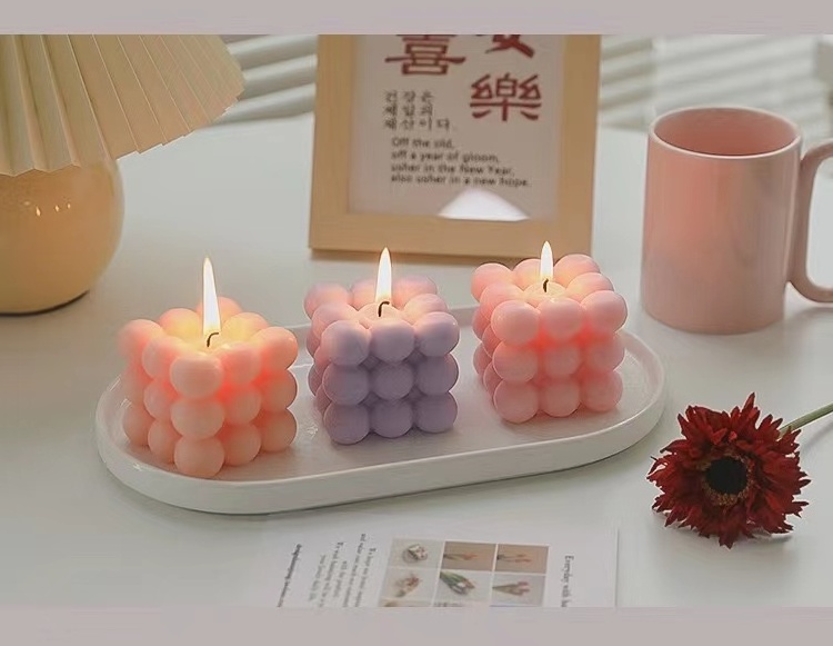 High Quality Ins Home Decor Round Magic 3D Cube Round Bottom Aromatherapy Soy Wa rivate Scented Candles