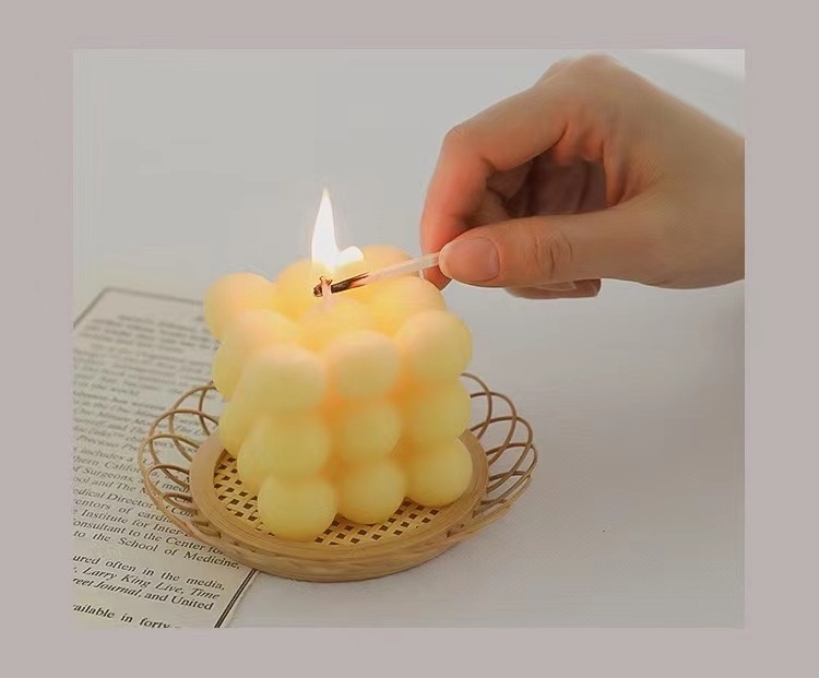 High Quality Ins Home Decor Round Magic 3D Cube Round Bottom Aromatherapy Soy Wa rivate Scented Candles