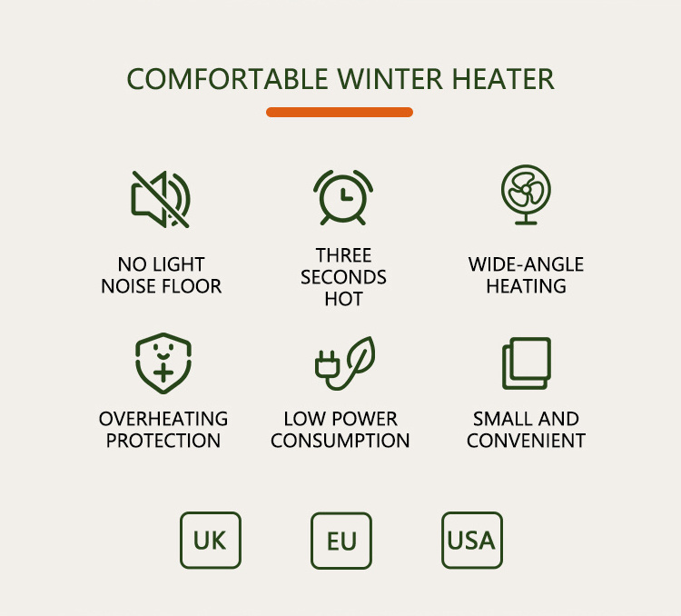 home heaters 500W Portable Space Heater Electric with Thermostat  PTC Ceramic Small fan Heater electric