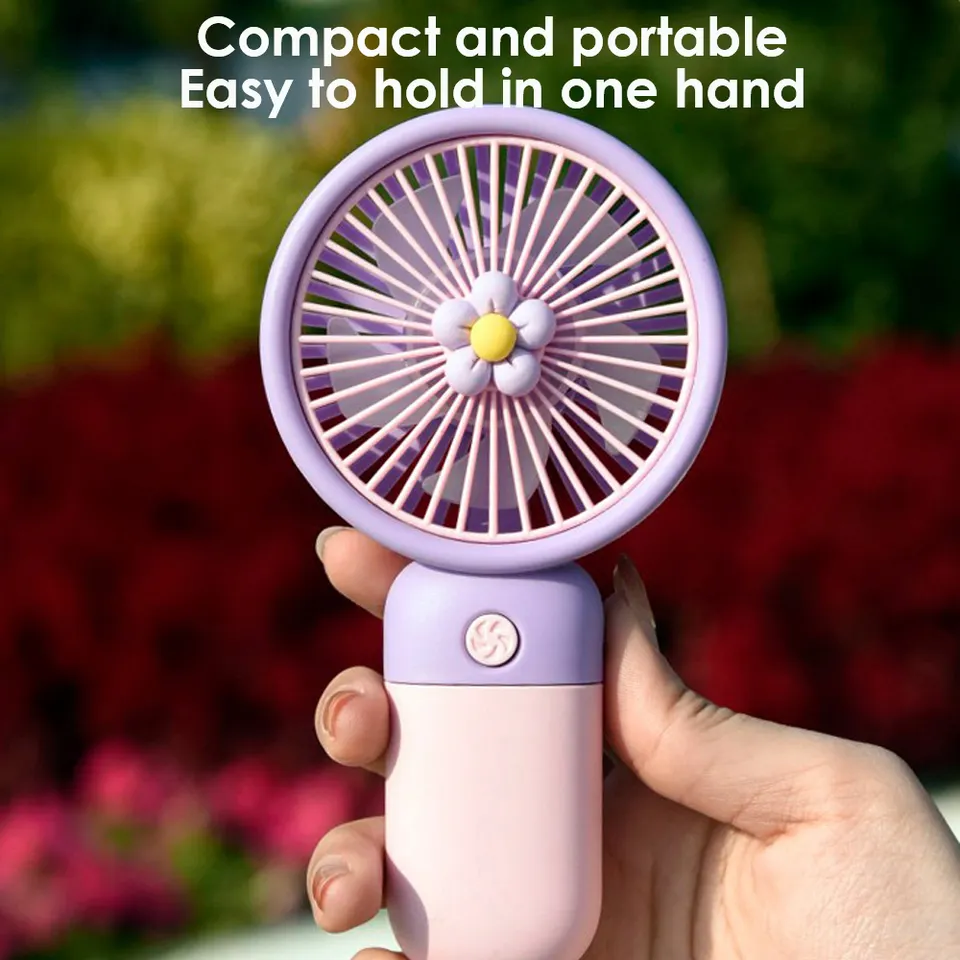 Cute Desktop ventilador Outdoor Portable Fan USB Charging Mini Handheld Fan Flower Fairy Hand-held Rechargeable Pocket Fan