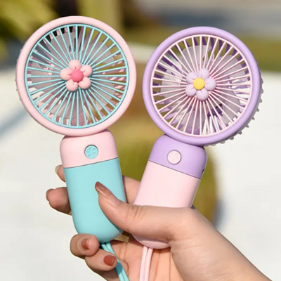 Cute Desktop ventilador Outdoor Portable Fan USB Charging Mini Handheld Fan Flower Fairy Hand-held Rechargeable Pocket Fan