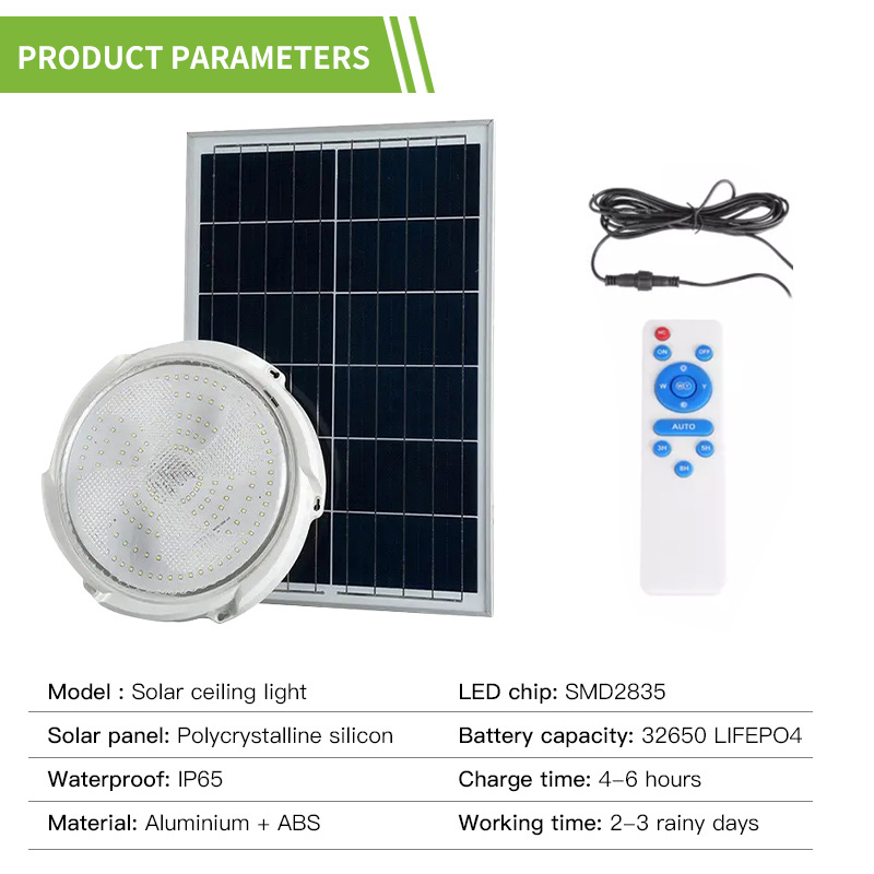 Led Solar Power Round Ceiling Lamp Outdoor Indoor With Remote For Shed Porch Patio Garage Home Intelligent Ceiling Light