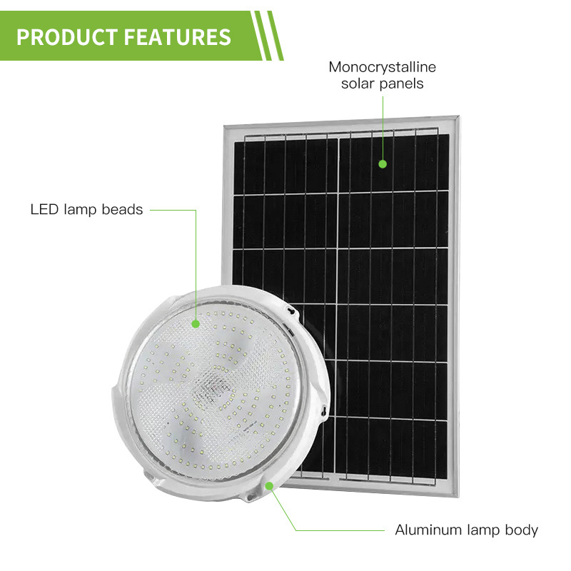 Led Solar Power Round Ceiling Lamp Outdoor Indoor With Remote For Shed Porch Patio Garage Home Intelligent Ceiling Light