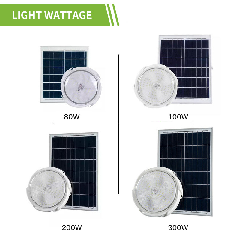 Led Solar Power Round Ceiling Lamp Outdoor Indoor With Remote For Shed Porch Patio Garage Home Intelligent Ceiling Light