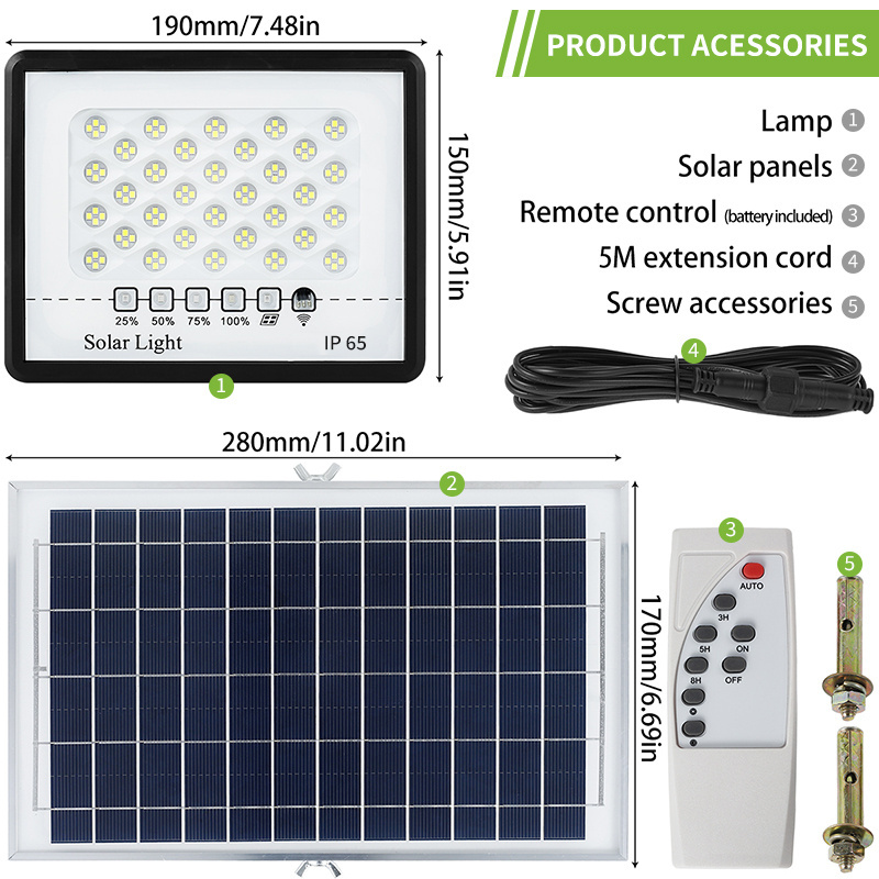 NEW ERP Smart Remote Rechargeable Solar Flood Light Garden Lighting 40w 60w 100w 200w 300w Solar LED Flood Light