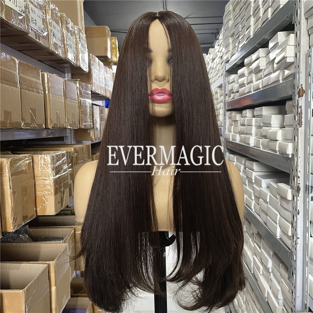 Factory Outlet Dark Brown European Human Hair Wig Jewish Wig Sheitel Shevy/Irene/MiriJewish Wig Kosher Wigs With Silk Top