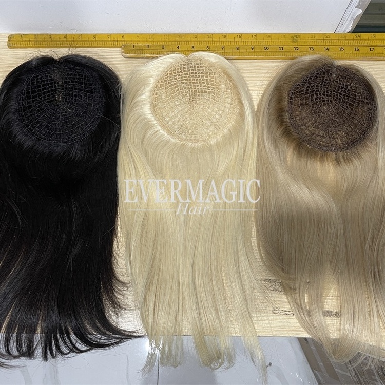 European Cuticle Aligned Hair Full Hantied Mesh Hair Integration Fishnet Women Topper Piece for Hair Loss