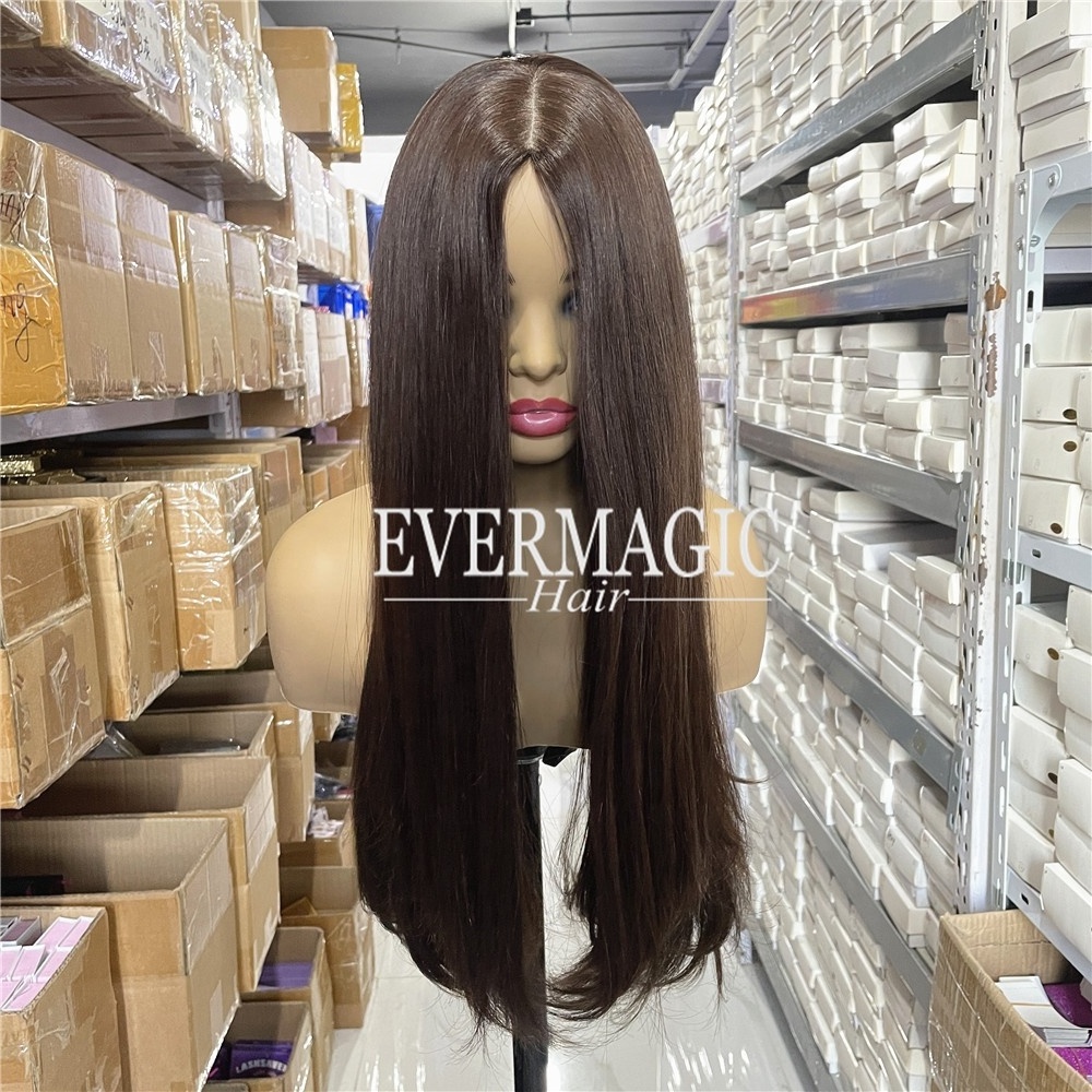 Factory Outlet Dark Brown European Human Hair Wig Jewish Wig Sheitel Shevy/Irene/MiriJewish Wig Kosher Wigs With Silk Top