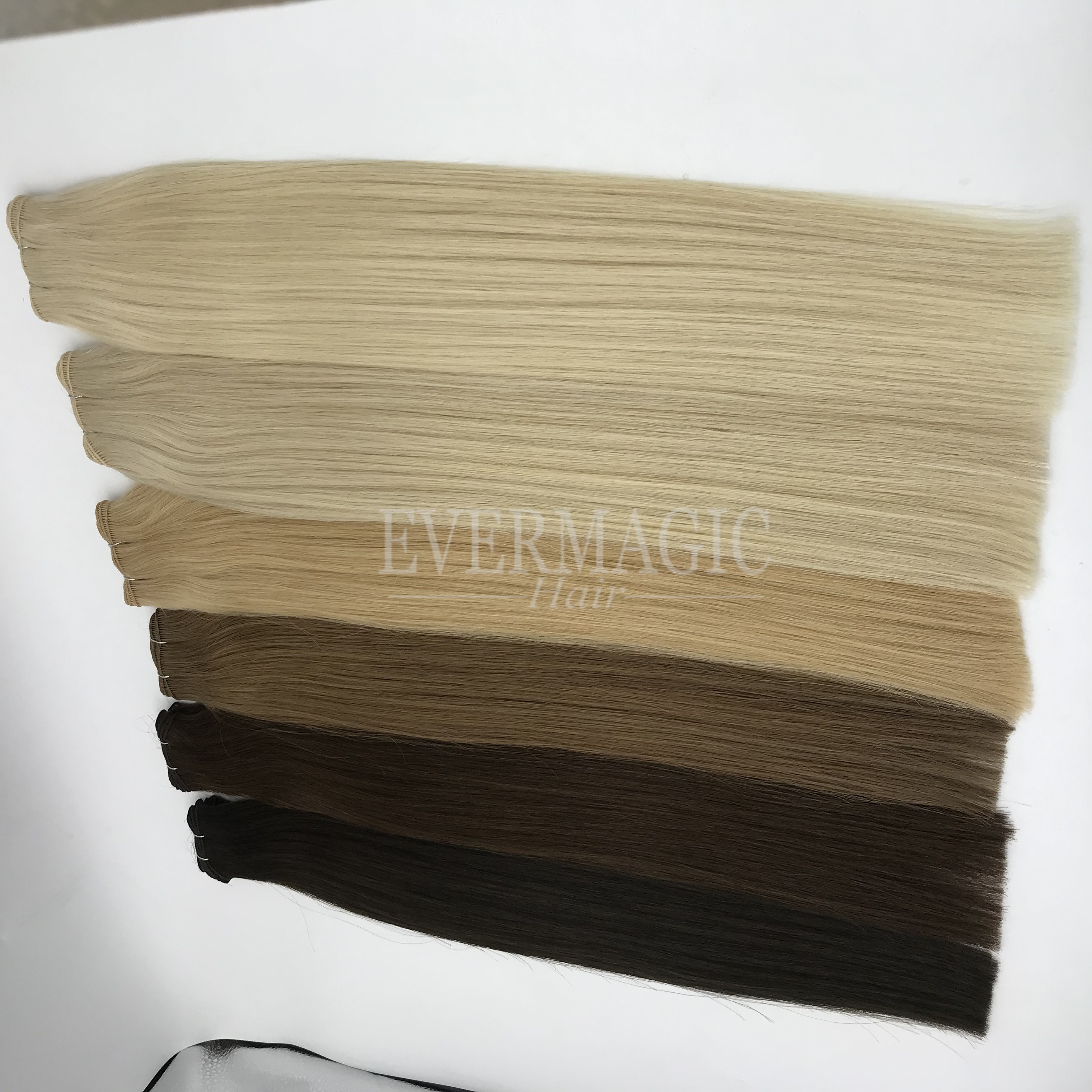 stock European virgin hair hand tied weft seamless hair extensions skin weft human hair extension individual human hai