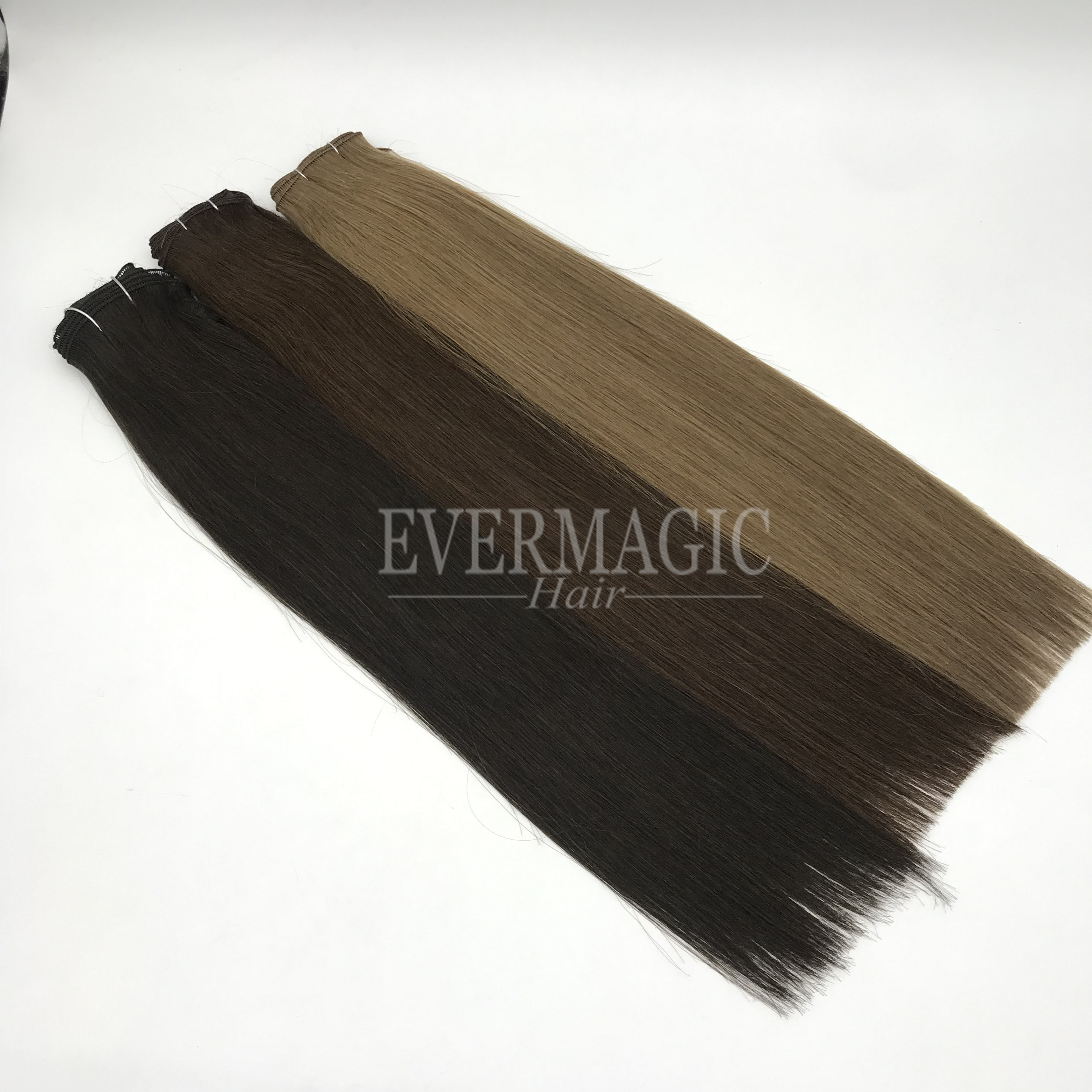 stock European virgin hair hand tied weft seamless hair extensions skin weft human hair extension individual human hai