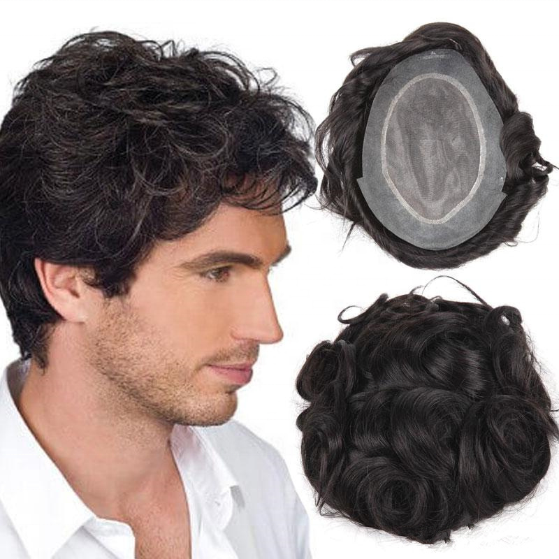 Big Promotion Wholesale Indian Human Hair Toupee Cheap Toupee For Men Natural Color Men's Toupee Hair Replacement System