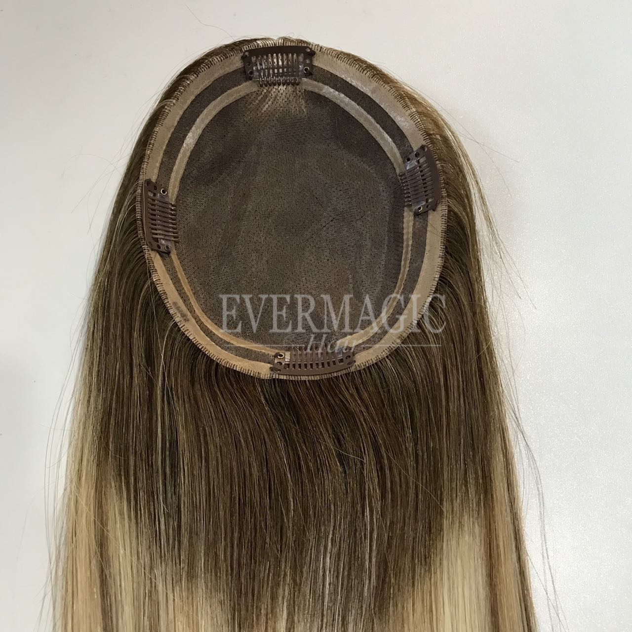 virgin hair Mono Pu Hair Topper Piece can be made into mongolian hair topper wig