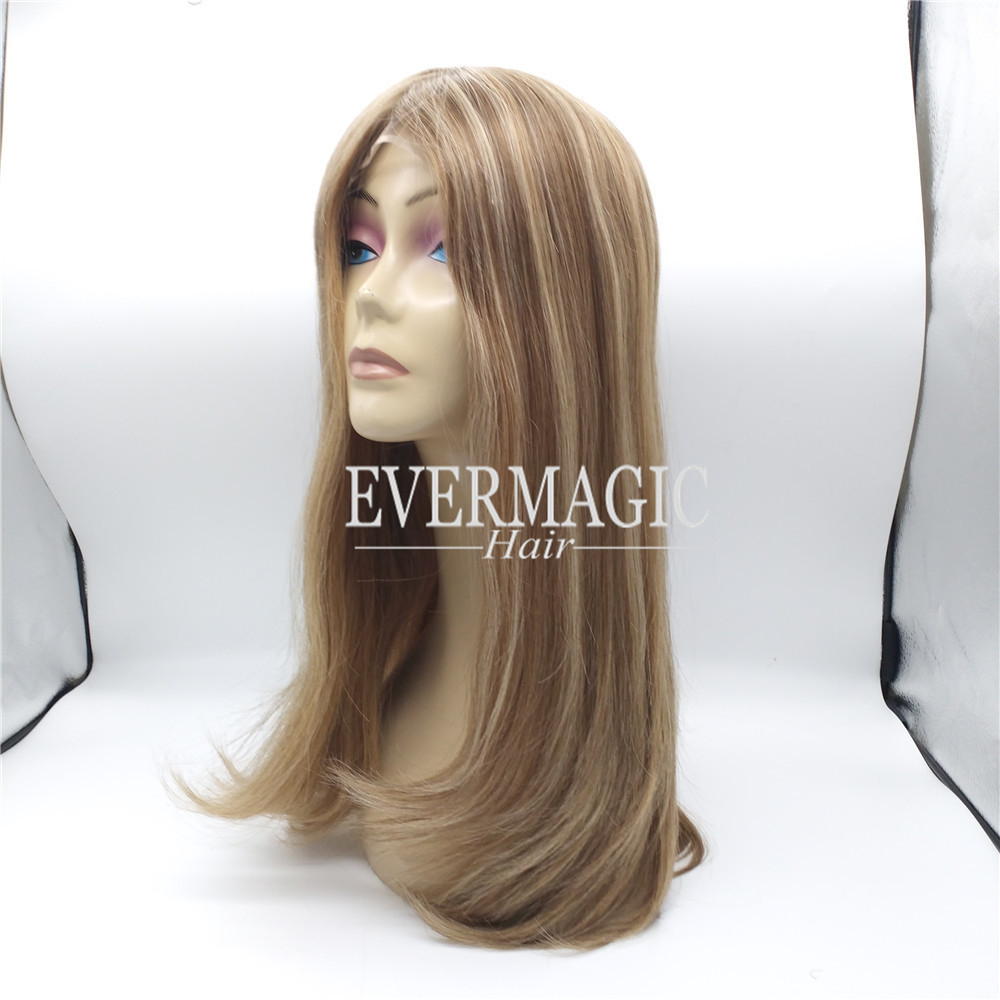 brown highlights silicone perimeter wigs with anti-slip strip medical wig with swiss lace front for cancer patient