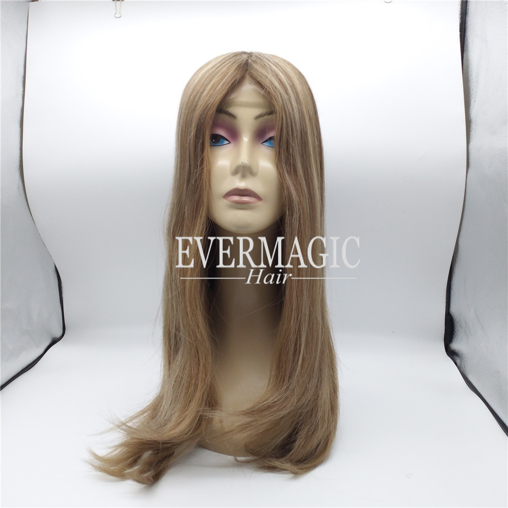 brown highlights silicone perimeter wigs with anti-slip strip medical wig with swiss lace front for cancer patient