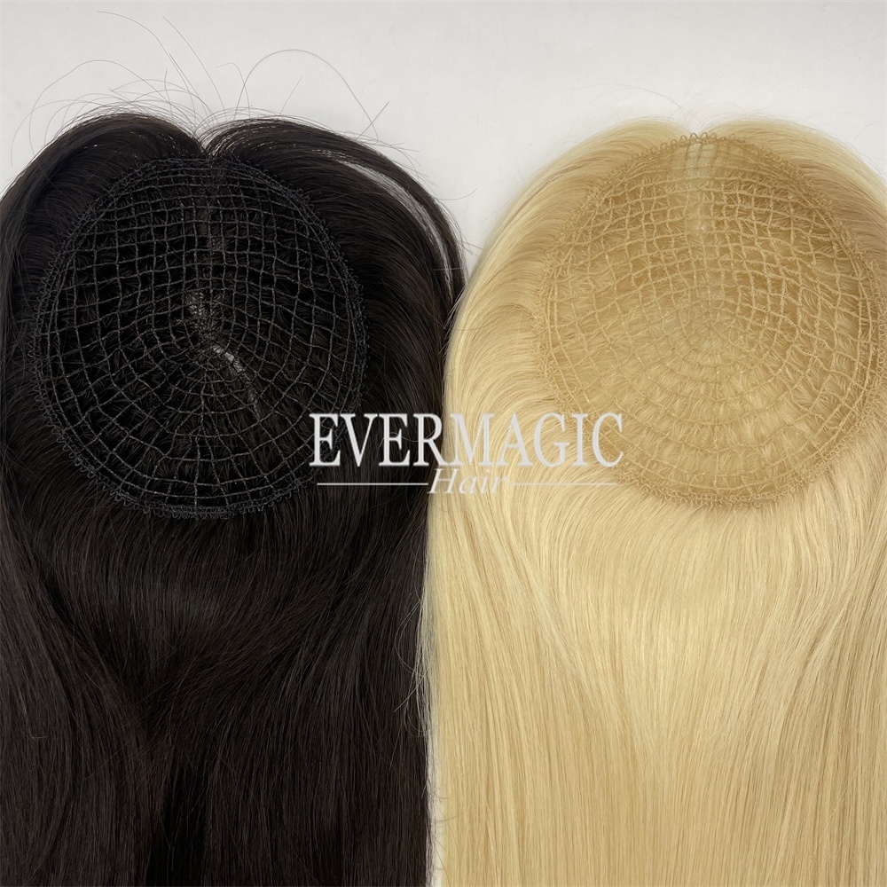 European Cuticle Aligned Hair Full Hantied Mesh Hair Integration Fishnet Women Topper Piece for Hair Loss