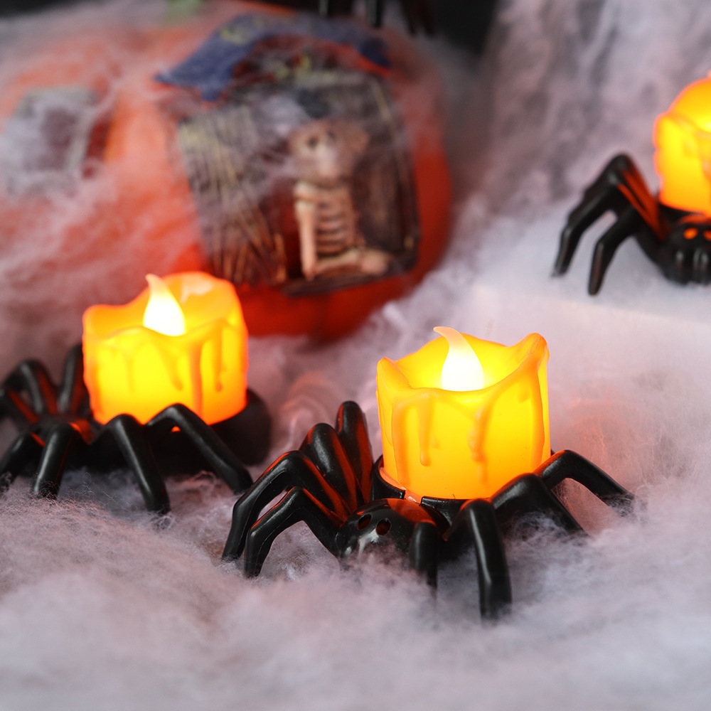 Halloween Accessories Pumpkin Candle Night Light Halloween Light Up Spider Home Decor Holiday Party Decoration Table Ornaments