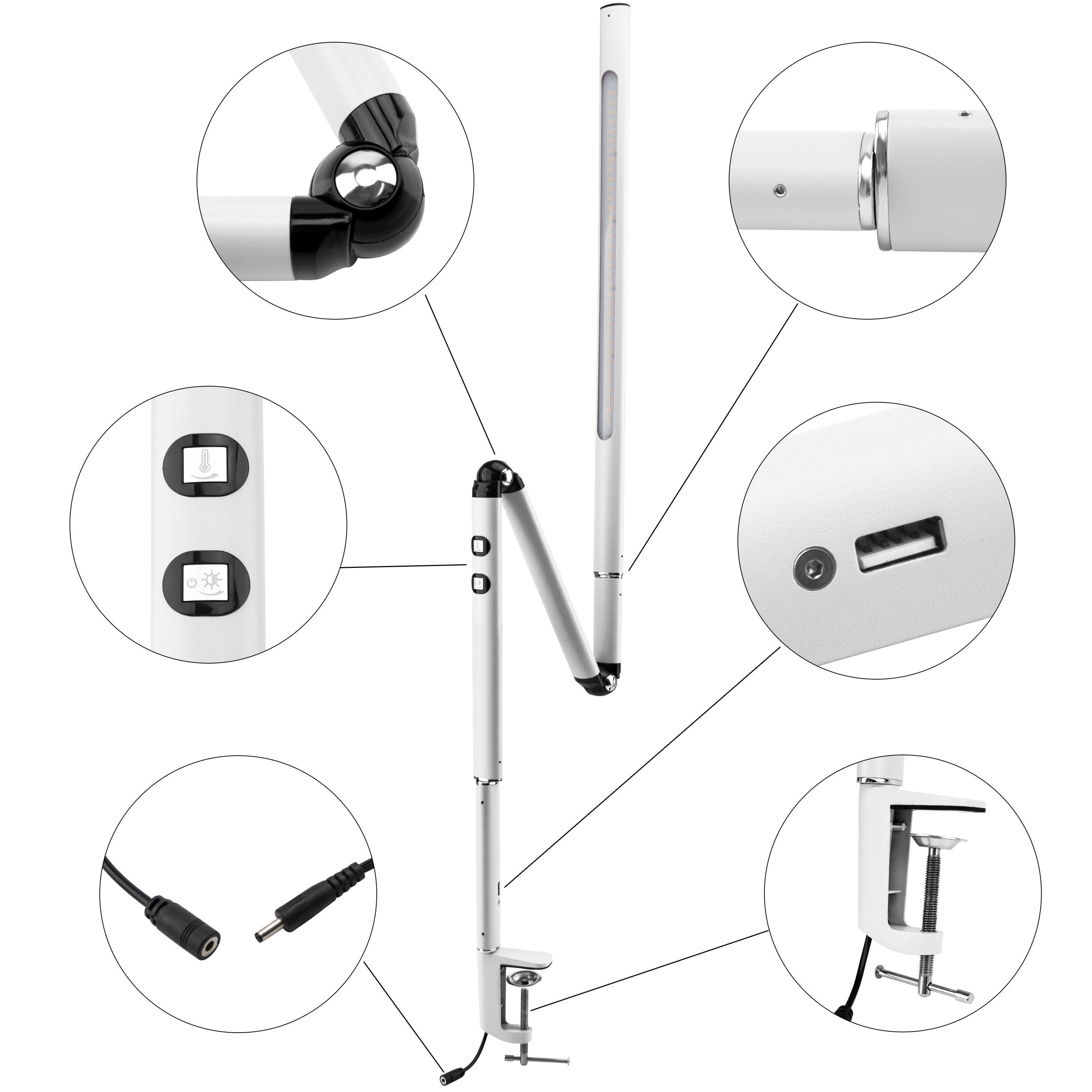 360 Degree Swing Arm Flexible Office Led Learning Desktop Reading Light Table Clamp Book Study Desk Lamp With Clips