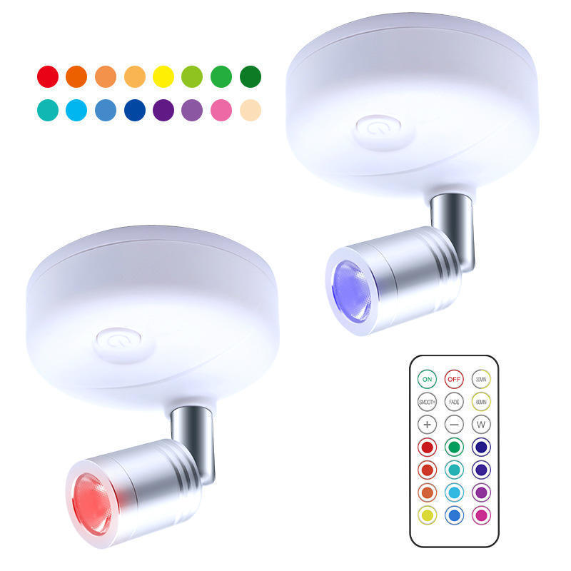 Indoor 13-color Wireless Rgb Remote Control Cabinet Spotlight Bedroom Reading Up And Down Adjustable Led Wall Lamp Wall Light