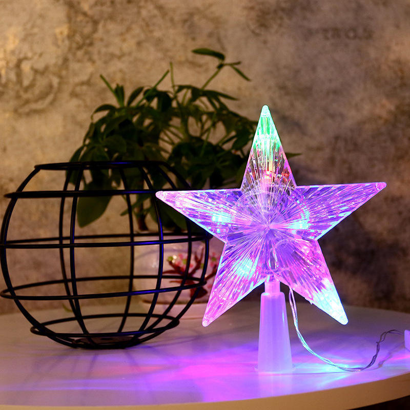 Evermore Holiday Decoration Led Luminous Star String Lights Five-pointed Star Christmas Tree Top Lights With Battery Box