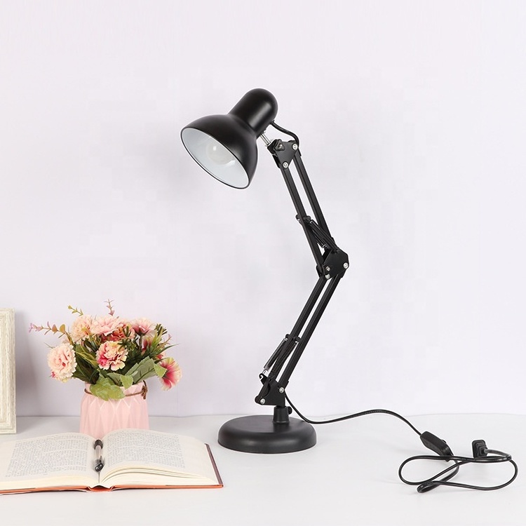 American Iron Table Lamp Traditional Clamp Clip Incandescent E27 Bulb Metal Work Lamp Classic Study Table Desk Lamp