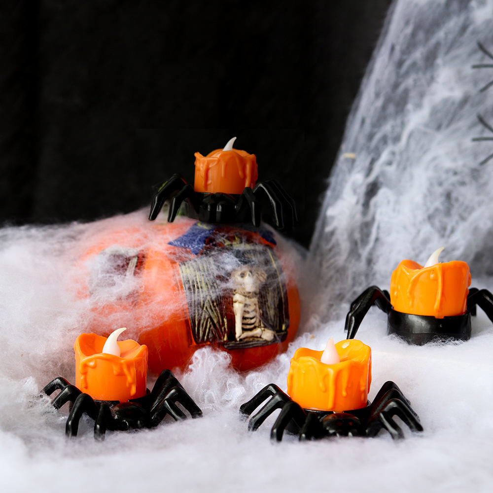 Halloween Accessories Pumpkin Candle Night Light Halloween Light Up Spider Home Decor Holiday Party Decoration Table Ornaments