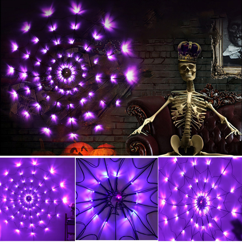 2022 Hot sale Halloween Eve Wall Decoration Banner Pendant Spider Web Horror Halloween LED Light For Party