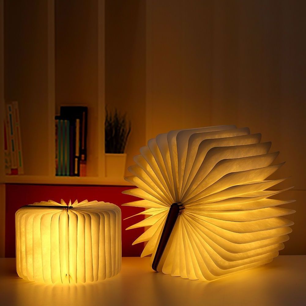 Led Folding Book Lamp Wooden Rechargeable Indoor Home Decor Lantern Novelty Gift Lighting Night Lights