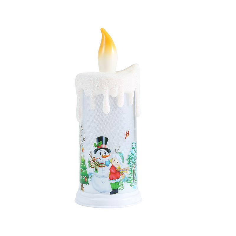 Christmas Decoration Simulation Electric Candle Lamp Cartoon Snowman Battery operated LED Flame Candles