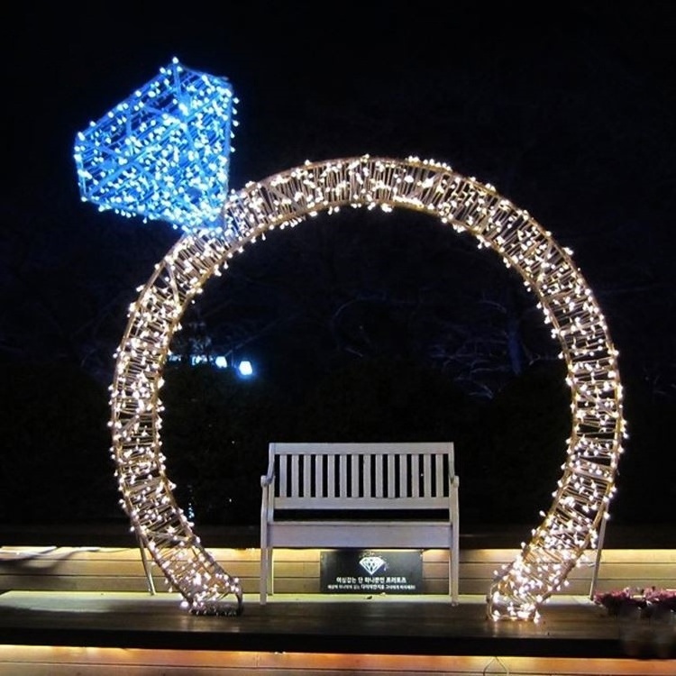 Outdoor Street Decoration Metal Wedding Heart Led 3d Christmas Motif Arch Light street motif led christmas lights