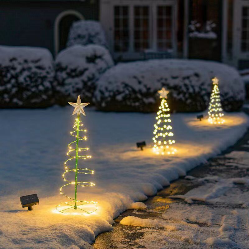 Hot sale LED Solar Christmas Garden Lights Folded Christmas tree Lamp Lantern Xmas Decorations outdoor light Holiday Lighting