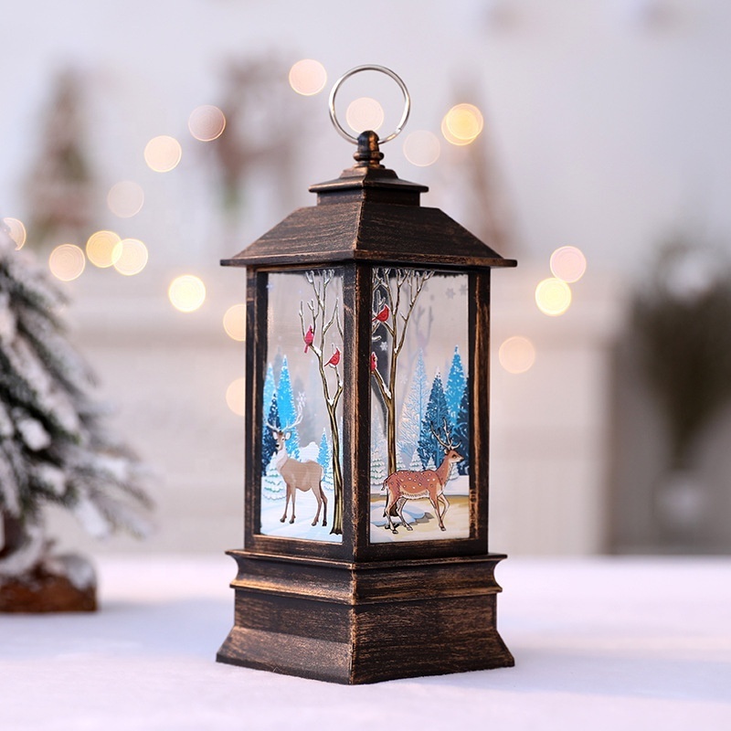 battery operate snowman santa clau christmas plastic lantern night light