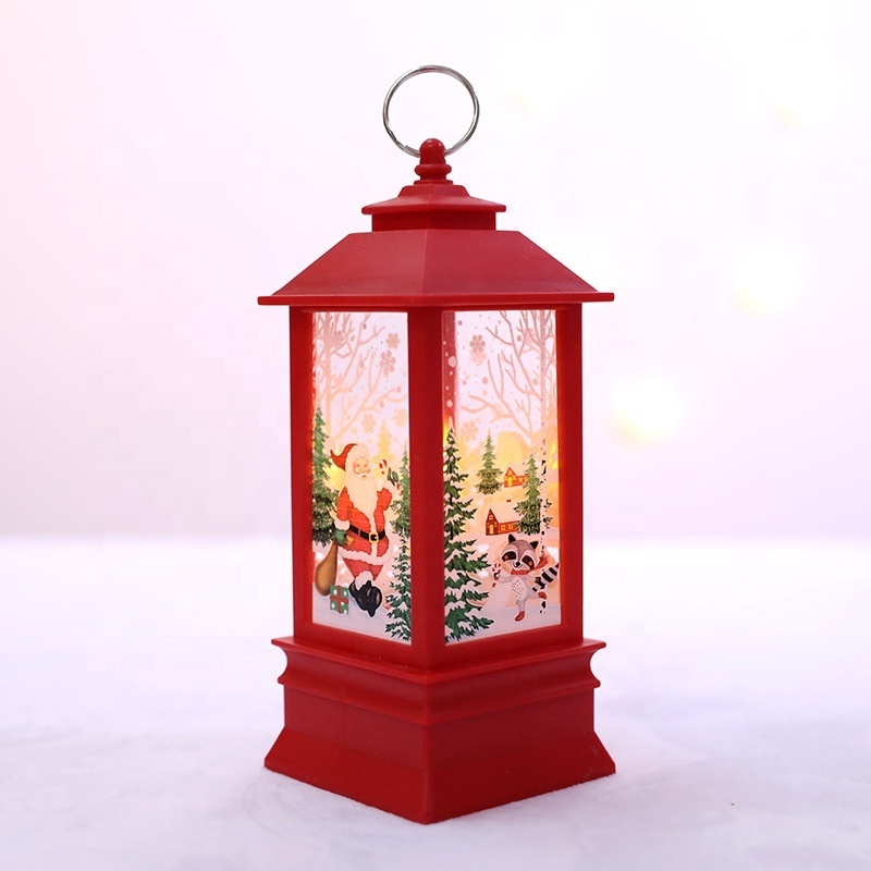 battery operate snowman santa clau christmas plastic lantern night light