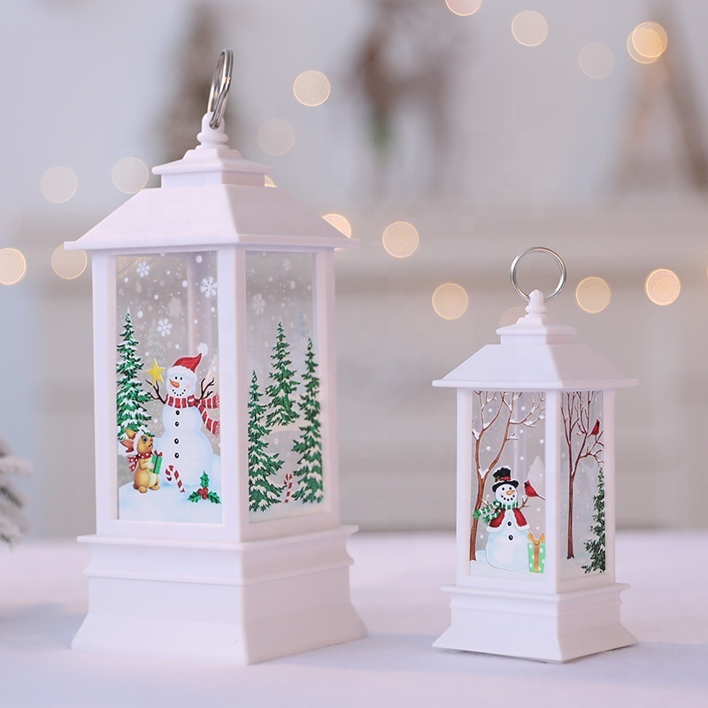 battery operate snowman santa clau christmas plastic lantern night light