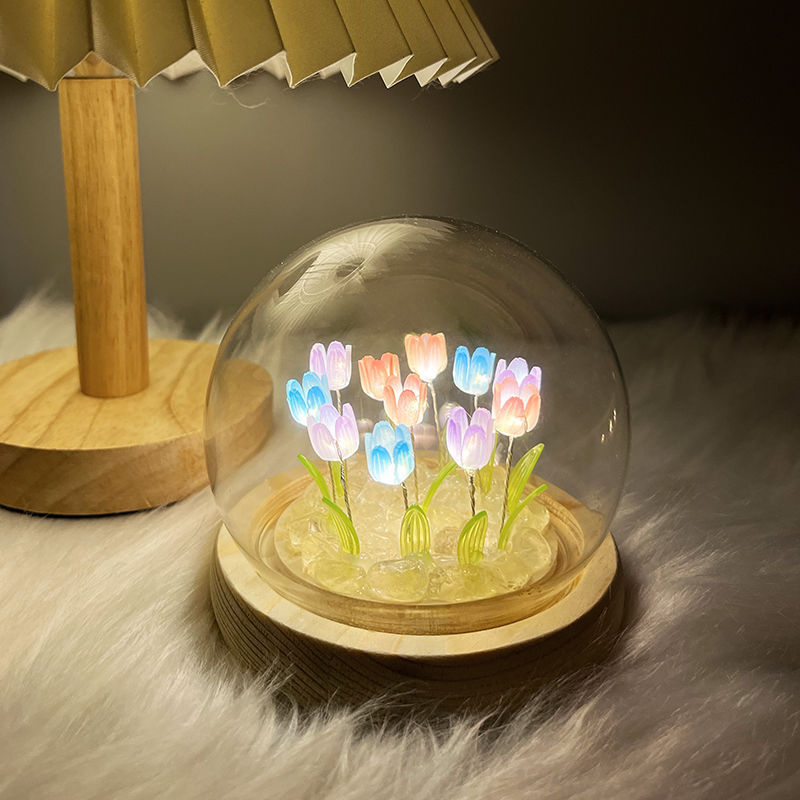 Tulip Glass Table Lamp Night Light Customization Crystal Ball Flower Tulips Led Night Light