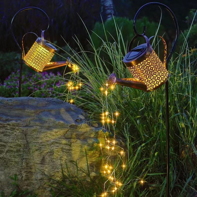 Solar Led RGB Colorful Kettle Watering String Stake Light For Garden Pathway Gate Outdoor Lawn Landscape Night Decoration