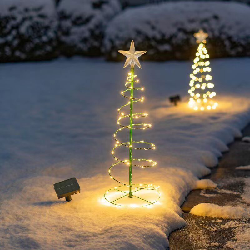 Hot sale LED Solar Christmas Garden Lights Folded Christmas tree Lamp Lantern Xmas Decorations outdoor light Holiday Lighting