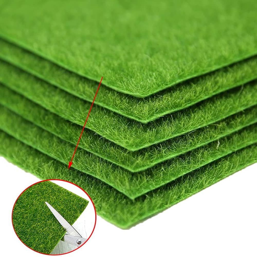 Green Tabletop Decor Garden Grass Lawn Synthetic Turf Mat Thick Faux Artificial Grass For Dollhouse Ornament Diy Decoration